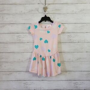 Dot Dot Smile Toddler Kids Dress Pink Hearts Pastel Colorful Drop Waist Size 2T